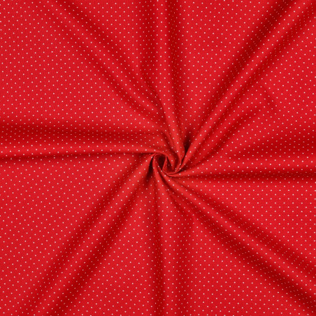 Woven Cotton - Dotties red / white