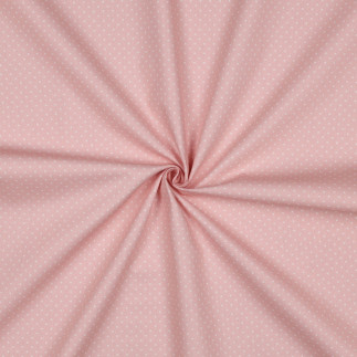 Pois coton tissé rose clair / blanc