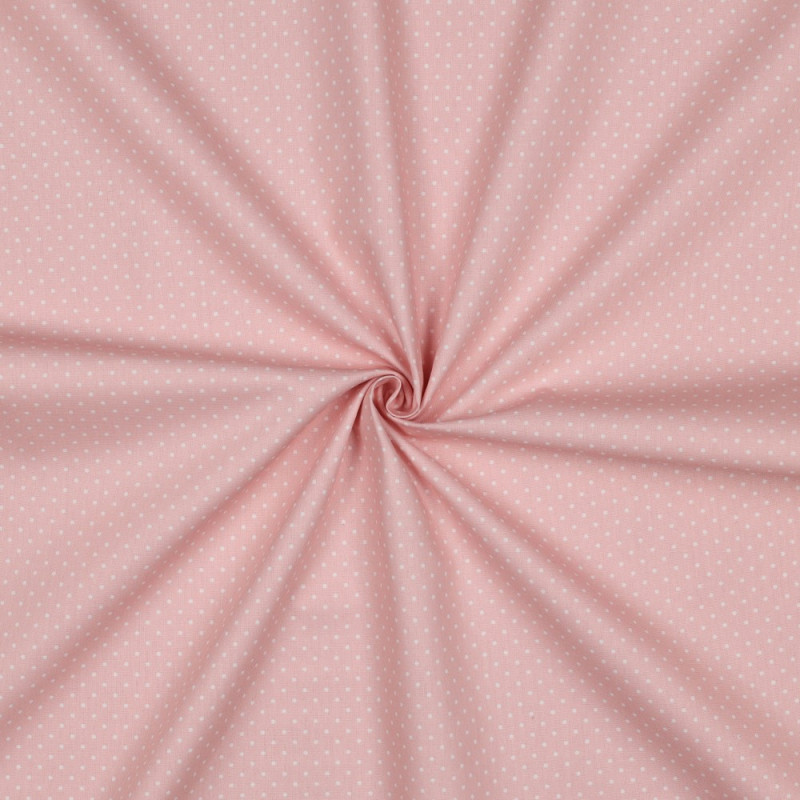 Pois coton tissé rose clair / blanc Pois coton tissé rose clair / blanc
