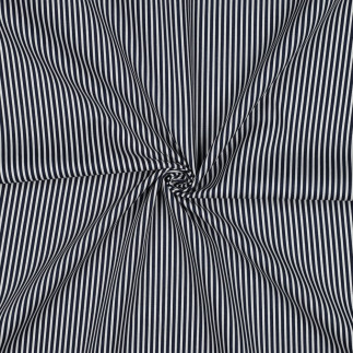 Popeline de coton - Rayure bleu marine/blanc (v)