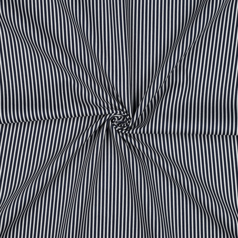 Popeline de coton - Rayure bleu marine/blanc (v)