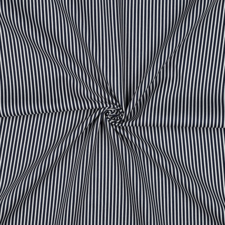Popeline de coton - Rayure bleu marine/blanc (v)