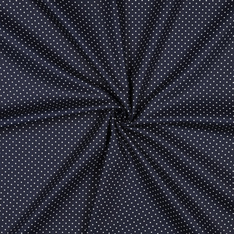 coton tissé - pois bleu marine / blanc