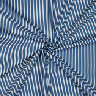 Popeline de coton - Rayure bleu/blanc (v)