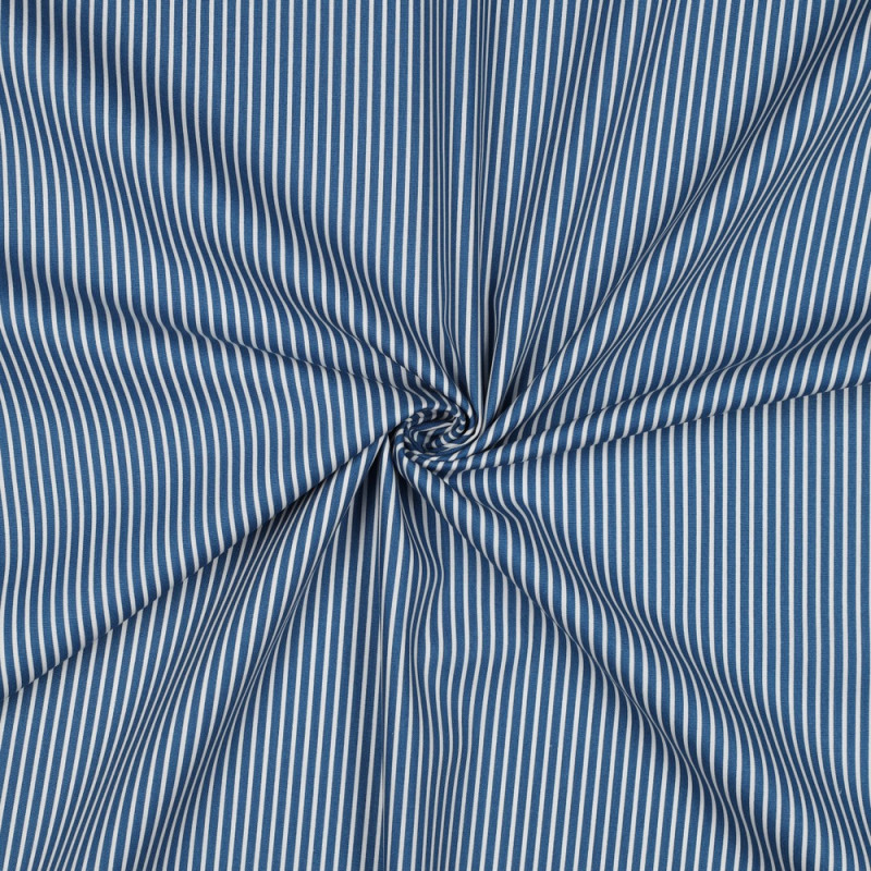 Baumwollpopeline - Stripe blau/weiss (v)