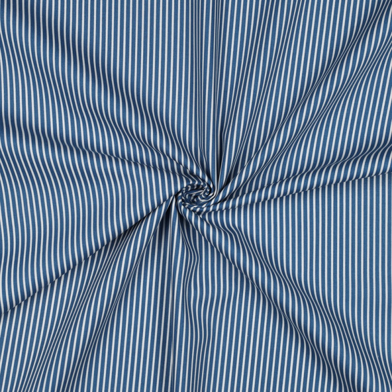 Popeline de coton - Rayure bleu/blanc (v)