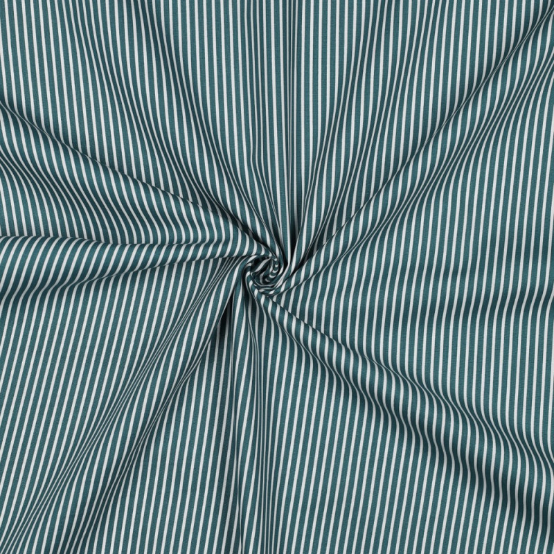 Cotton poplin - Stripe petrol/white (v)