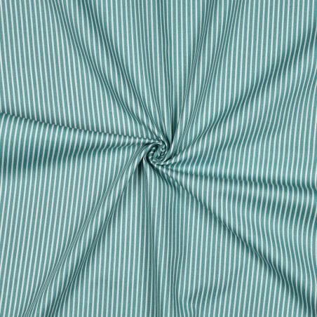 Woven Cotton Popeline - Stripe old green/white (v)