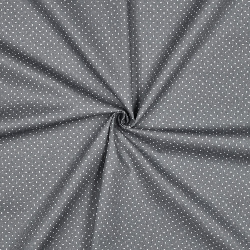 coton tissé - pois gris/blanc
