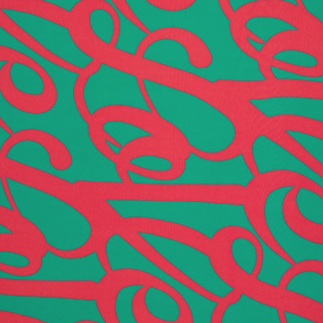 viscose - woven fabric Love by ki-ba-doo lettering turquoise/pink