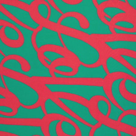 viscose - woven fabric Love by ki-ba-doo lettering turquoise/pink