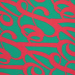 viscose - woven fabric Love by ki-ba-doo lettering turquoise/pink