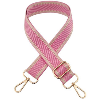 Bandoulière de sac finie - Chevron rose / beige