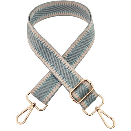 Fertiger Taschengurt - Chevron rauchblau / beige