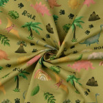 Cotton - Dino World olive