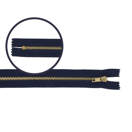 Trouser zipper 12cm gold navy (560)