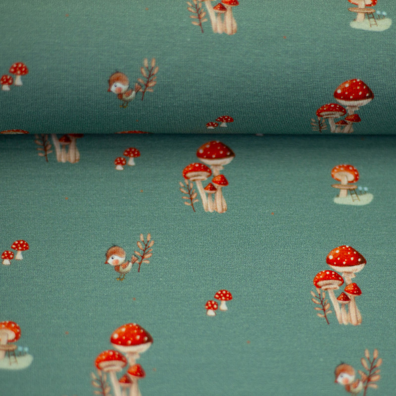 Jersey - Pilzhausen Mushrooms light petrol by Eda & Mo