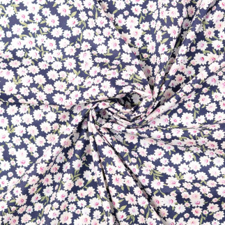 Cotton - flowers navy