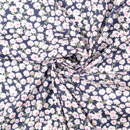 Cotton - flowers navy