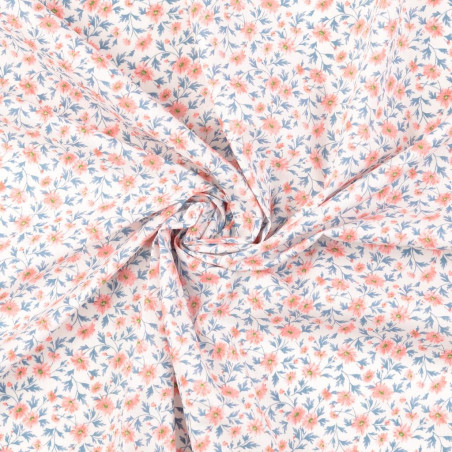 coton tissé - fleurs éparses blanches