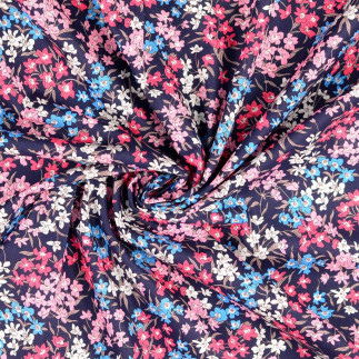 coton tissé - Champ de fleurs marine