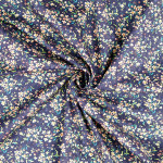 coton tissé - Prairie de fleurs bleu marine