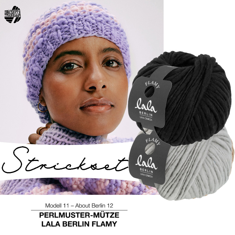 Knitting set - Flamy hat - grey / black Knitting set - Flamy hat - grey / black