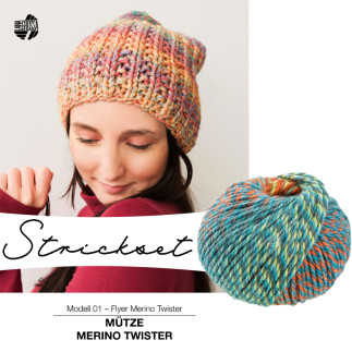 Strickset - Mütze Twister - jade