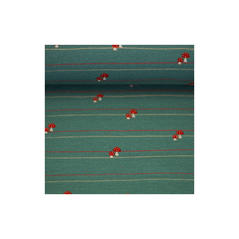 Jersey - Pilzhausen mushroom stripes light petrol by Eda & Mo