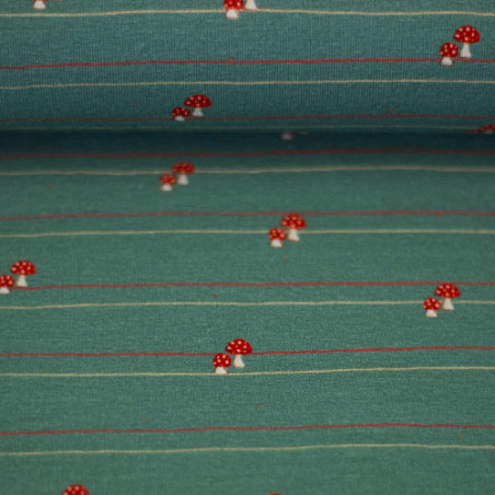 Jersey - Pilzhausen mushroom stripes light petrol by Eda & Mo