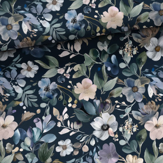 Cotton - Vintage Flowers navy