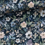 coton tissé - Fleurs Vintage bleu marine