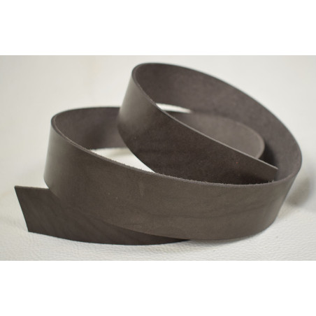 Leather strap - 30mm dark brown natural 120cm