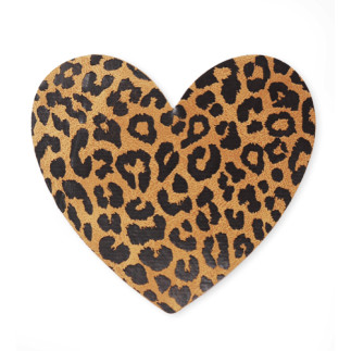 Étiquette similicuir XXL - Grand cœur de Lion marron « thermocollant »