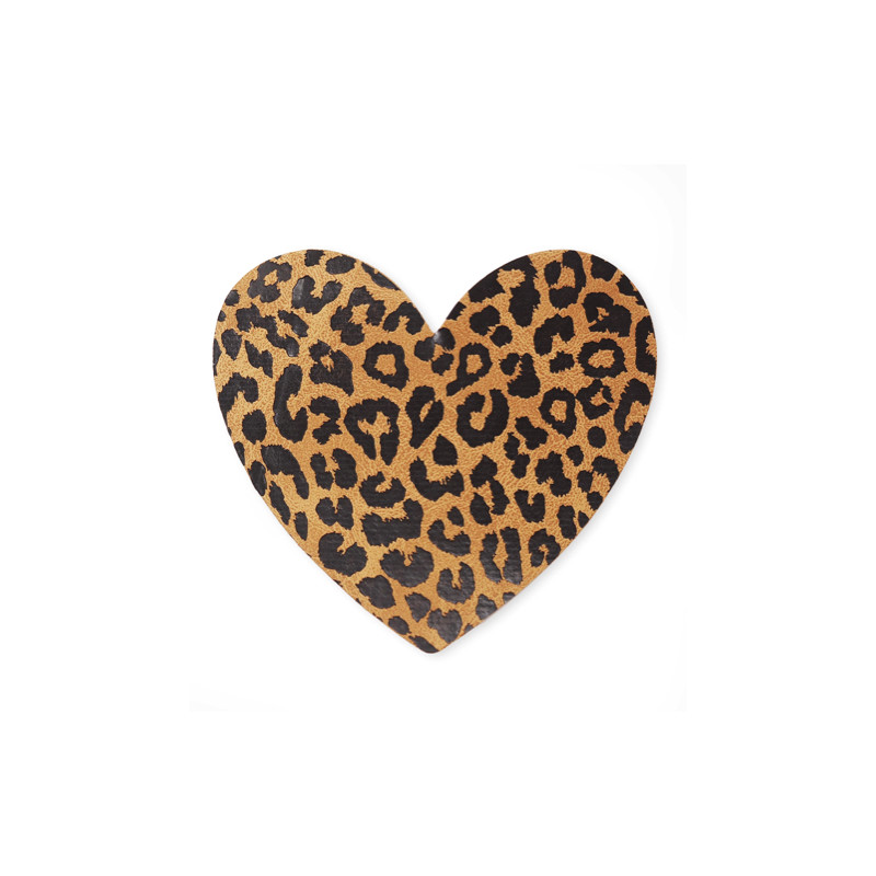 Étiquette similicuir XXL - Grand cœur de Lion marron « thermocollant »