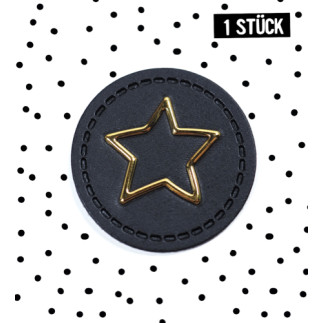 XL faux leather label - star black/gold