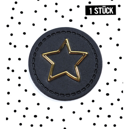 XL faux leather label - star black/gold