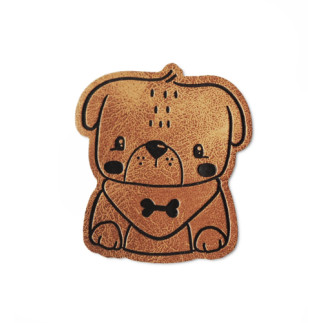 XL synthetic leather label - dog brown