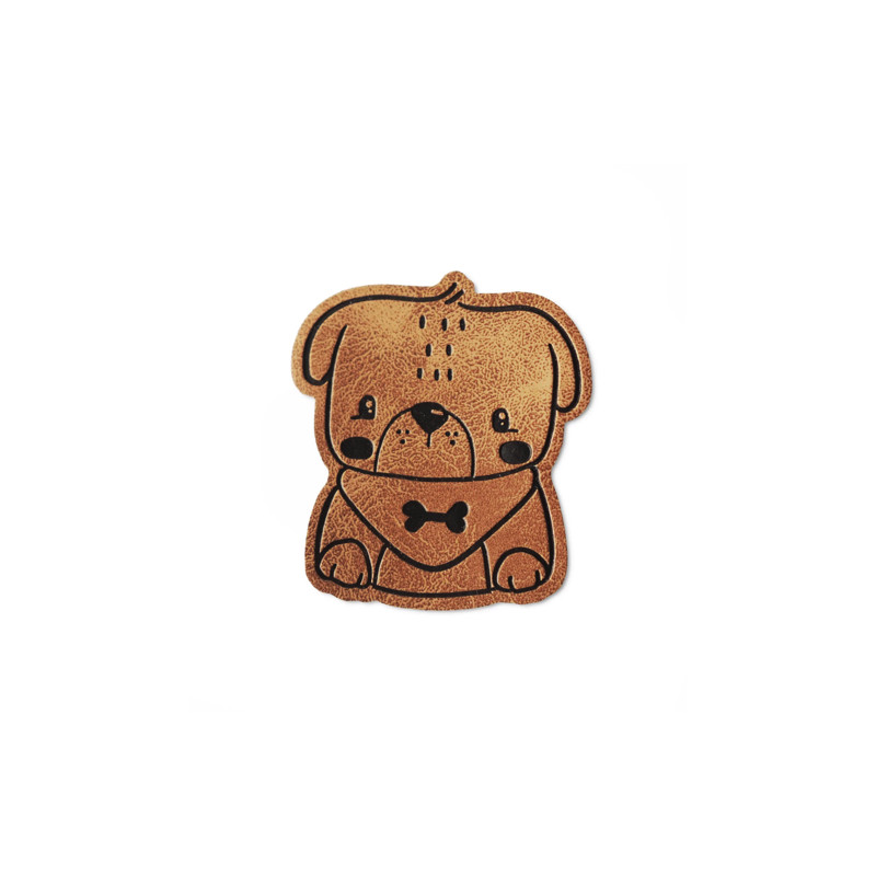 XL synthetic leather label - dog brown