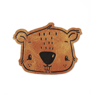 XL synthetic leather label - beaver brown