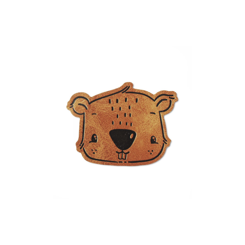 XL synthetic leather label - beaver brown XL synthetic leather label - beaver brown