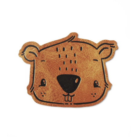 XL synthetic leather label - beaver brown