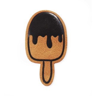 XL synthetic leather label - ice brown