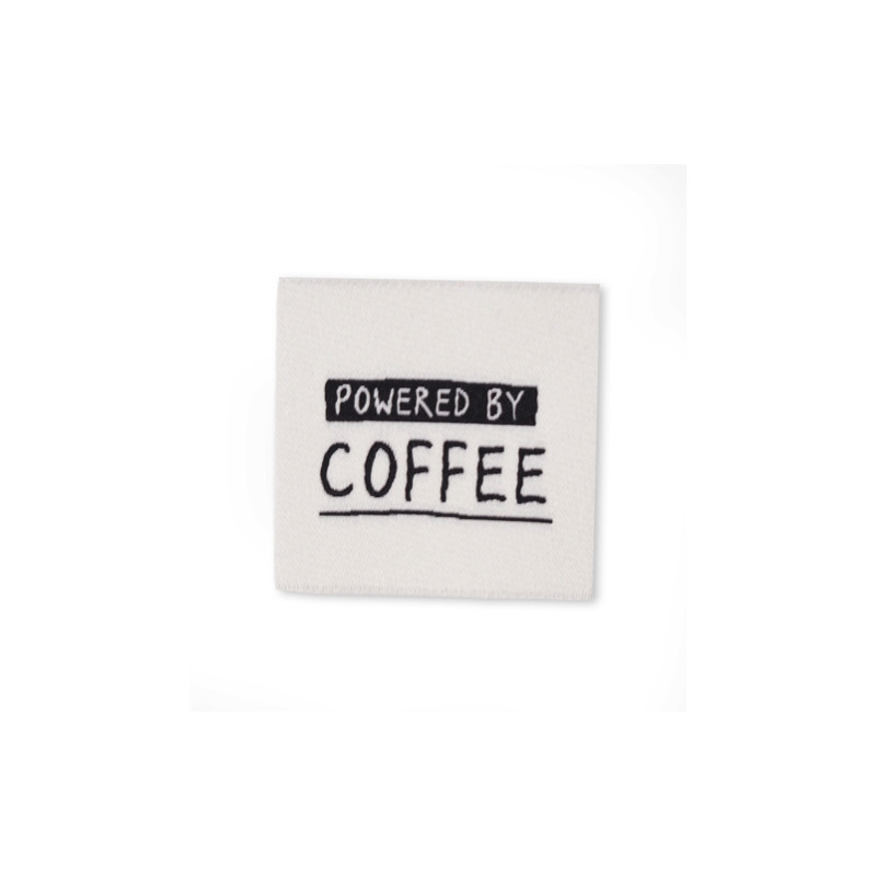 Woven Label - Powered by coffee ecru