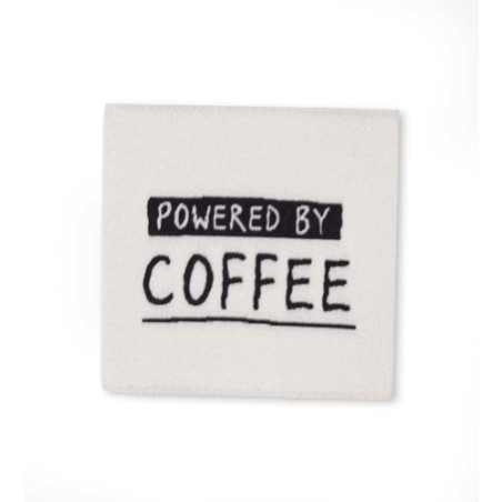 Woven Label - Powered by coffee ecru