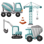 Iron-on transfers - Mrs Mint Design - Construction site blue