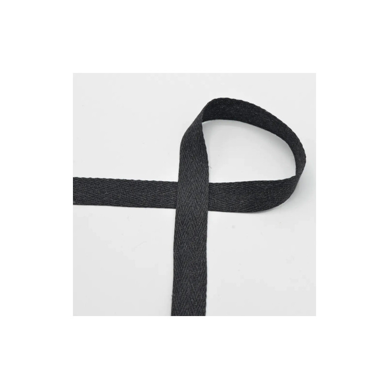 Cotton ribbon twill chevron - 20mm dark grey mel.