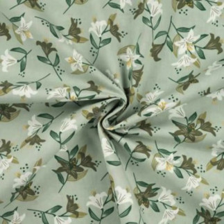 Cotton poplin - lilies mint