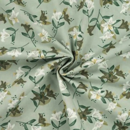 Cotton poplin - lilies mint