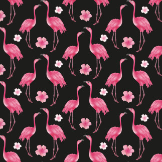 Cotton - Mrs Mint Design - Aloha Flamingo midnight blue